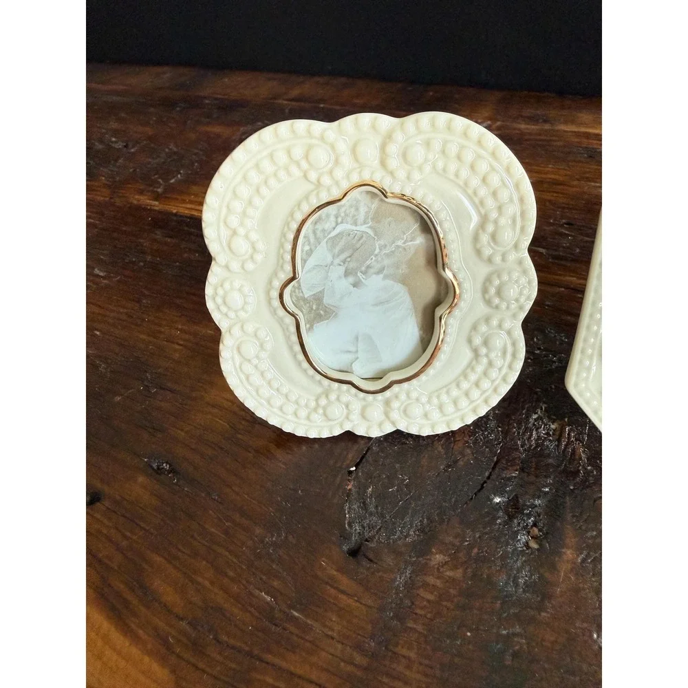 Vintage Lenox Pair Mini Photo Frames, Porcelain Photo Frames set of 2